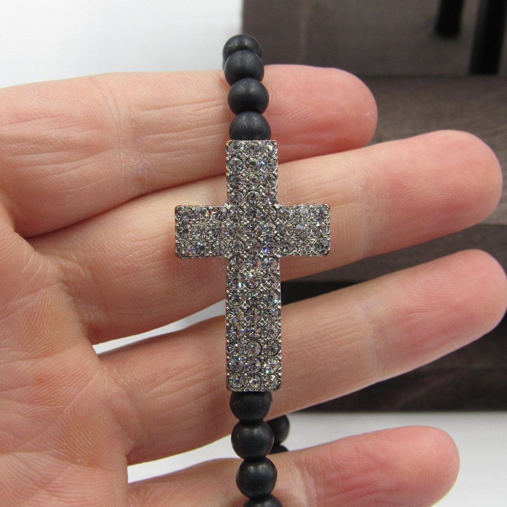 Crystal Cross Religious Expandable Bracelet